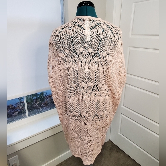 CHICO'S TRAVELERS COLLECTION LACEY STITCH SLEEVELESS CARDIGAN PINK WOMEN S/M - Picture 5 of 15